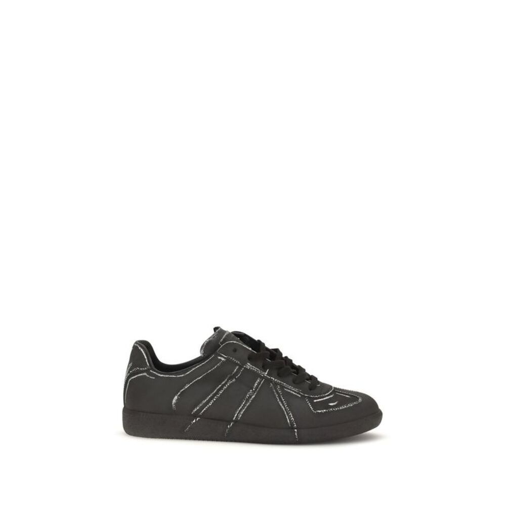 Maison Margiela Black Calf Leather Bos Taurus Low Top Men's Sneakers